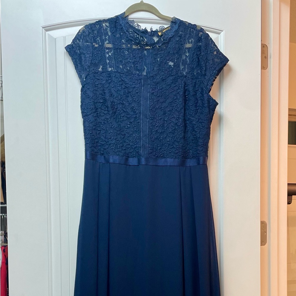 Elegant Navy Blue Lace Dress